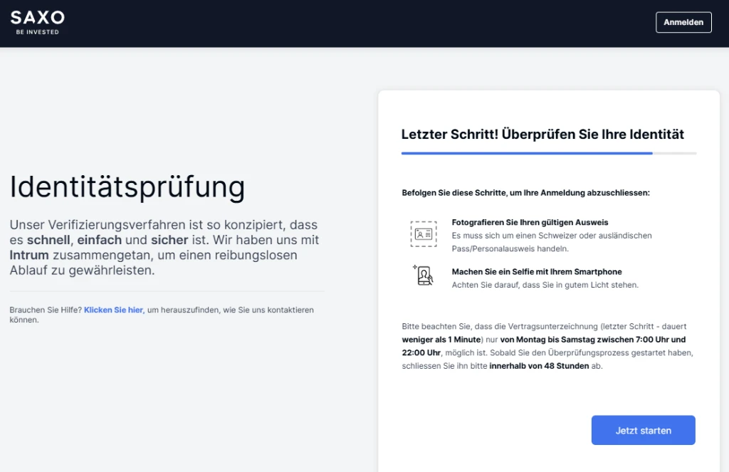 Saxo Bank Identitätsprüfung Schritt für Schritt