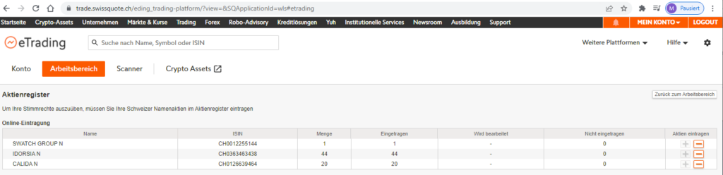Aktienregsiter Swissquote - investblog.ch