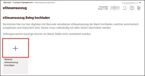 eSteuerauszug in der Steuer Software hochladen